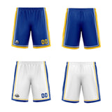 Custom Royal White Yellow Reversible Basketball Suit for Adults and Kids Personalized Jersey