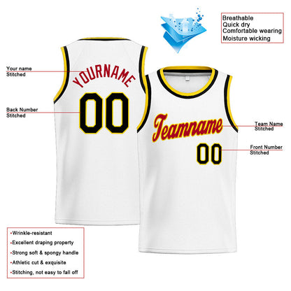 Custom Stitched Basketball Jersey for Men, Women And Kids White-Red-Black-Yellow