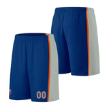 Custom basketball jersey shorts for men and women. Embroidered and printed name, number and logo Royal&Grey