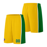 Custom basketball jersey shorts for men and women. Embroidered and printed name, number and logo Yellow&Green