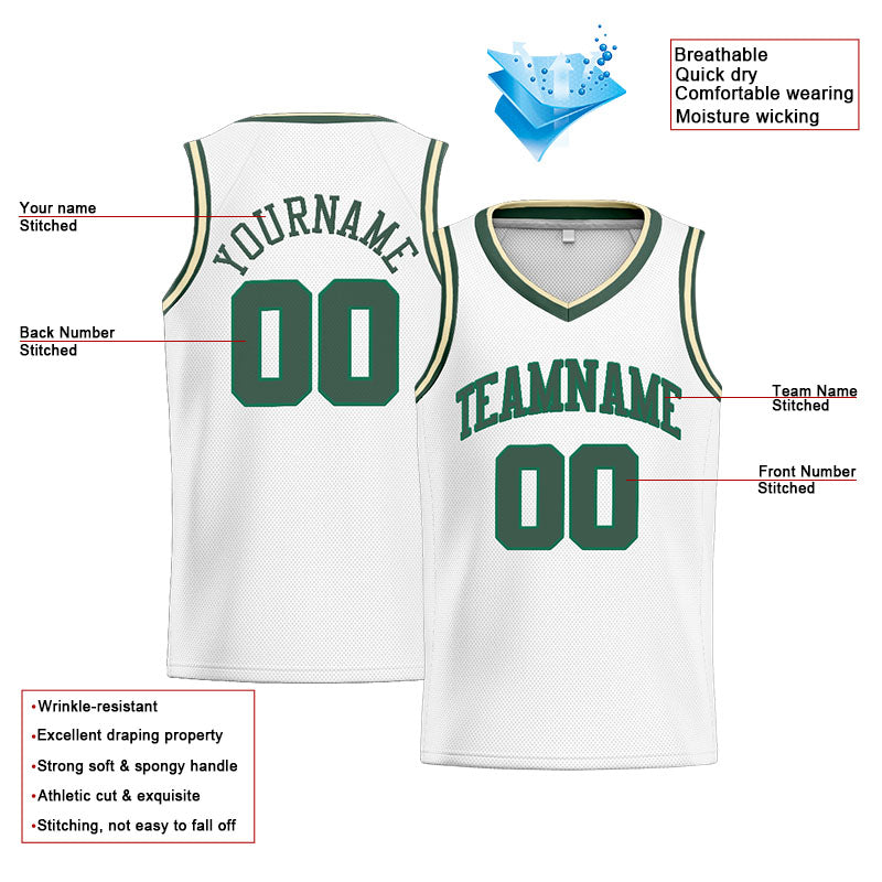 Custom Stitched Basketball Jersey for Men, Women And Kids White-Green