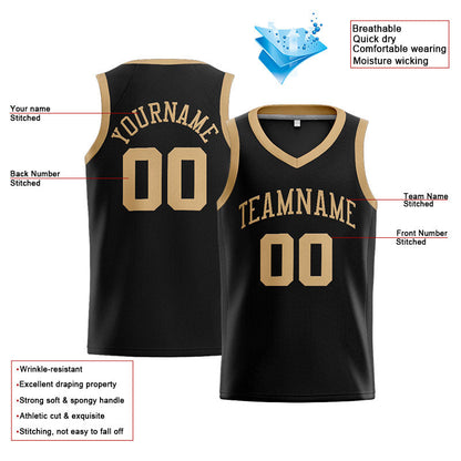Custom Stitched Basketball Jersey for Men, Women And Kids Black-Glod
