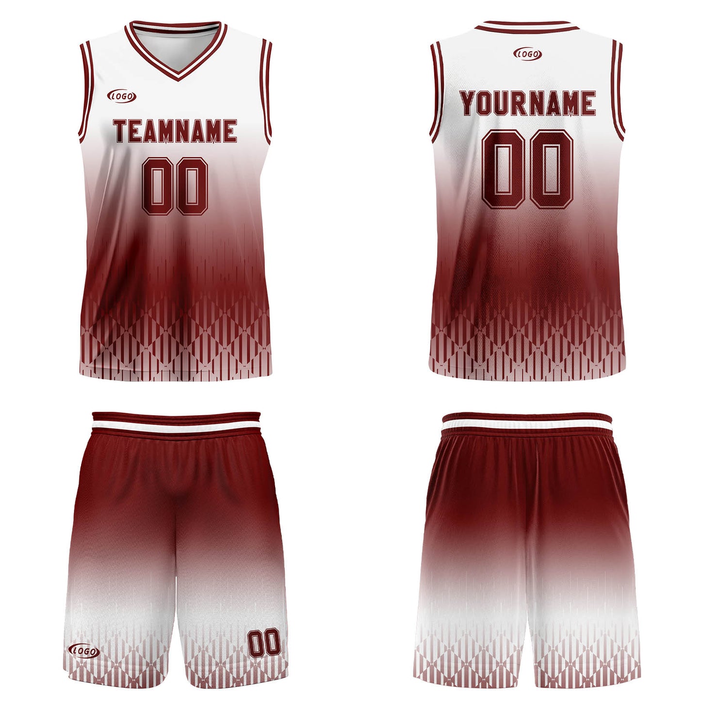Custom White Red Brown Gradient Basketball Jersey Uniform Suit Printed Your Logo Name Number
