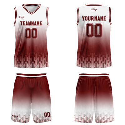 Custom White Red Brown Gradient Basketball Jersey Uniform Suit Printed Your Logo Name Number