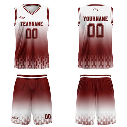 Custom White Red Brown Gradient Basketball Jersey Uniform Suit Printed Your Logo Name Number