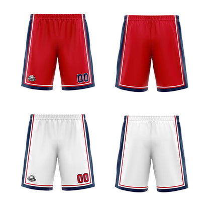 Custom Red White Navy Reversible Basketball Suit for Adults and Kids Personalized Jersey