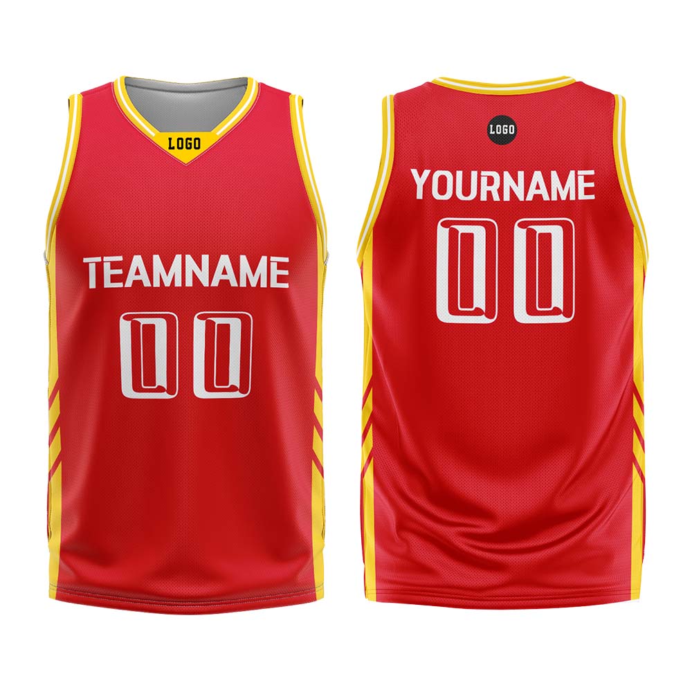 Custom Red White Basketball Jersey Uniform Suit Printed Your Logo Name Number