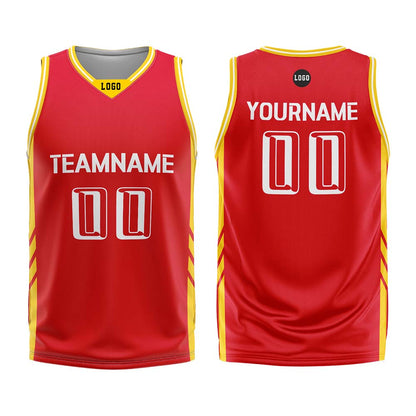 Custom Red White Basketball Jersey Uniform Suit Printed Your Logo Name Number