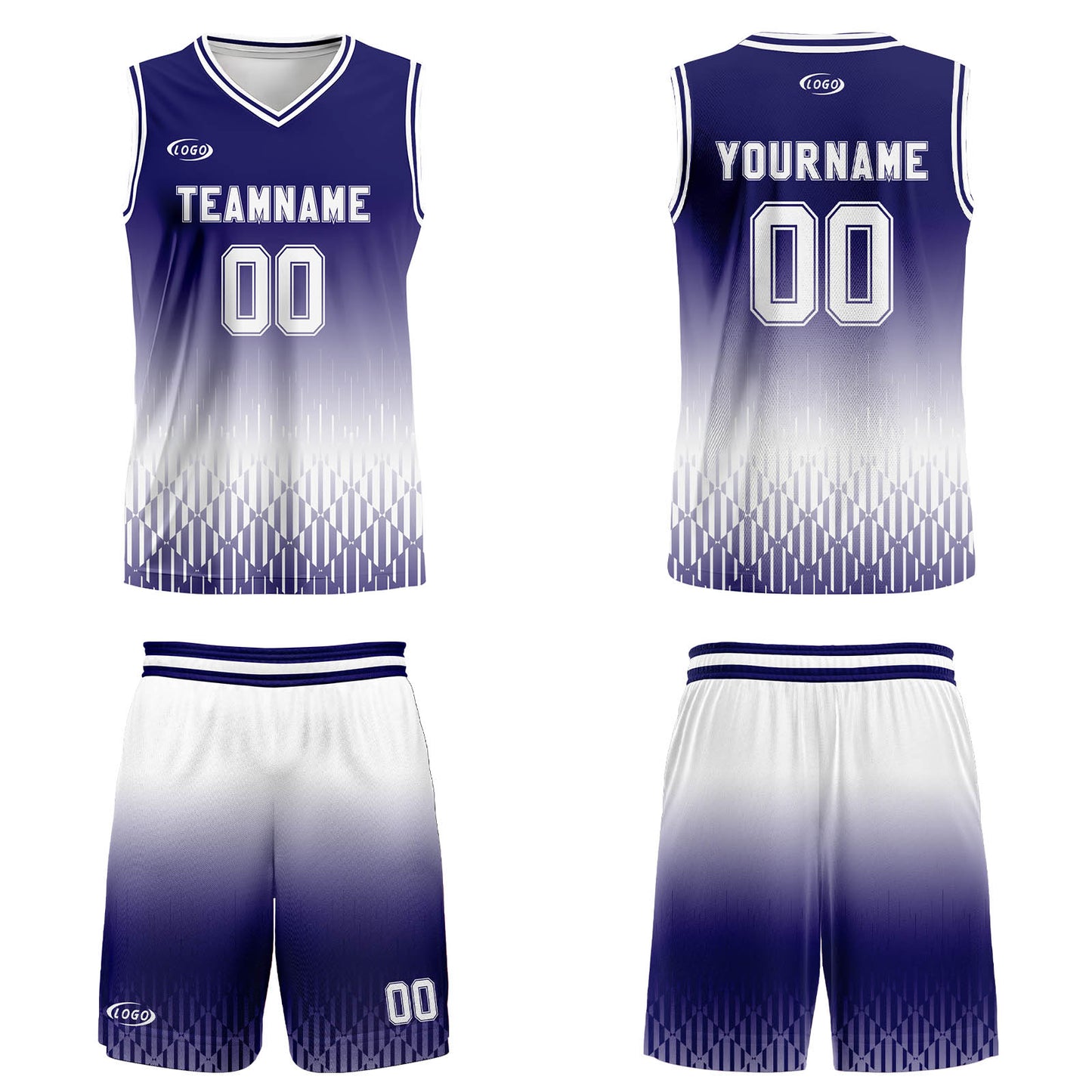 Custom Blue White Gradient Basketball Jersey Uniform Suit Printed Your Logo Name Number