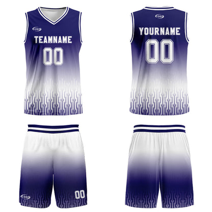 Custom Blue White Gradient Basketball Jersey Uniform Suit Printed Your Logo Name Number