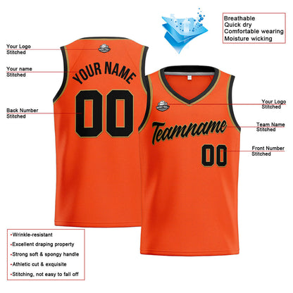 Custom Stitched Basketball Jersey for Men, Women  And Kids Orange-Black-Gold
