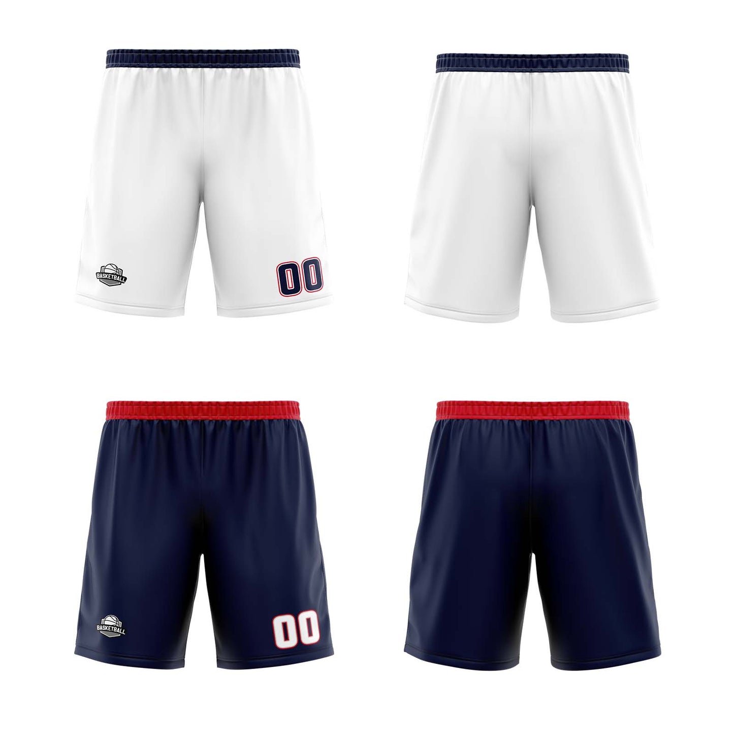 Custom White Navy Blue Reversible Basketball Jersey Uniform Suit Printed Your Logo Name Number