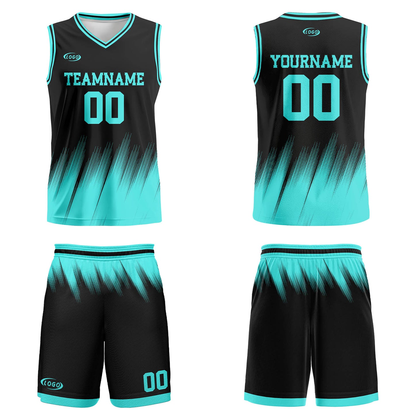 Custom Black Teal Basketball Jersey Uniform Suit Printed Your Logo Name Number