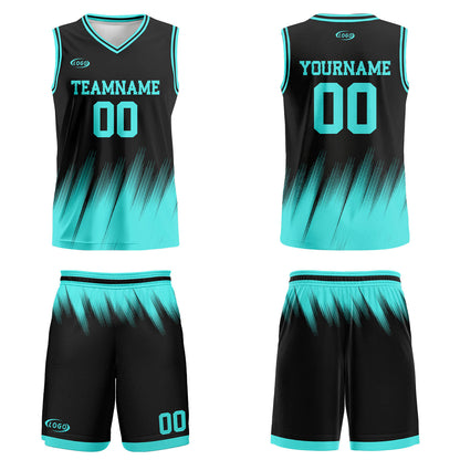 Custom Black Teal Basketball Jersey Uniform Suit Printed Your Logo Name Number