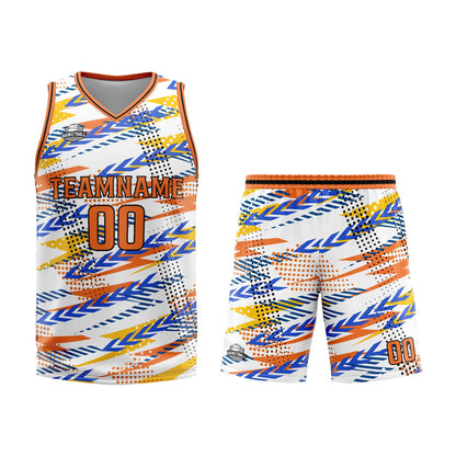 Custom White Orange Basketball Jersey Uniform Suit Printed Your Logo Name Number