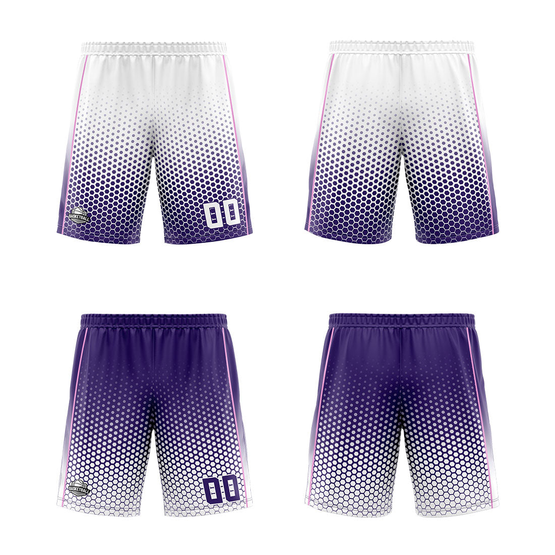 Custom White Purple Pink Reversible Basketball Suit for Adults and Kids Personalized Jersey
