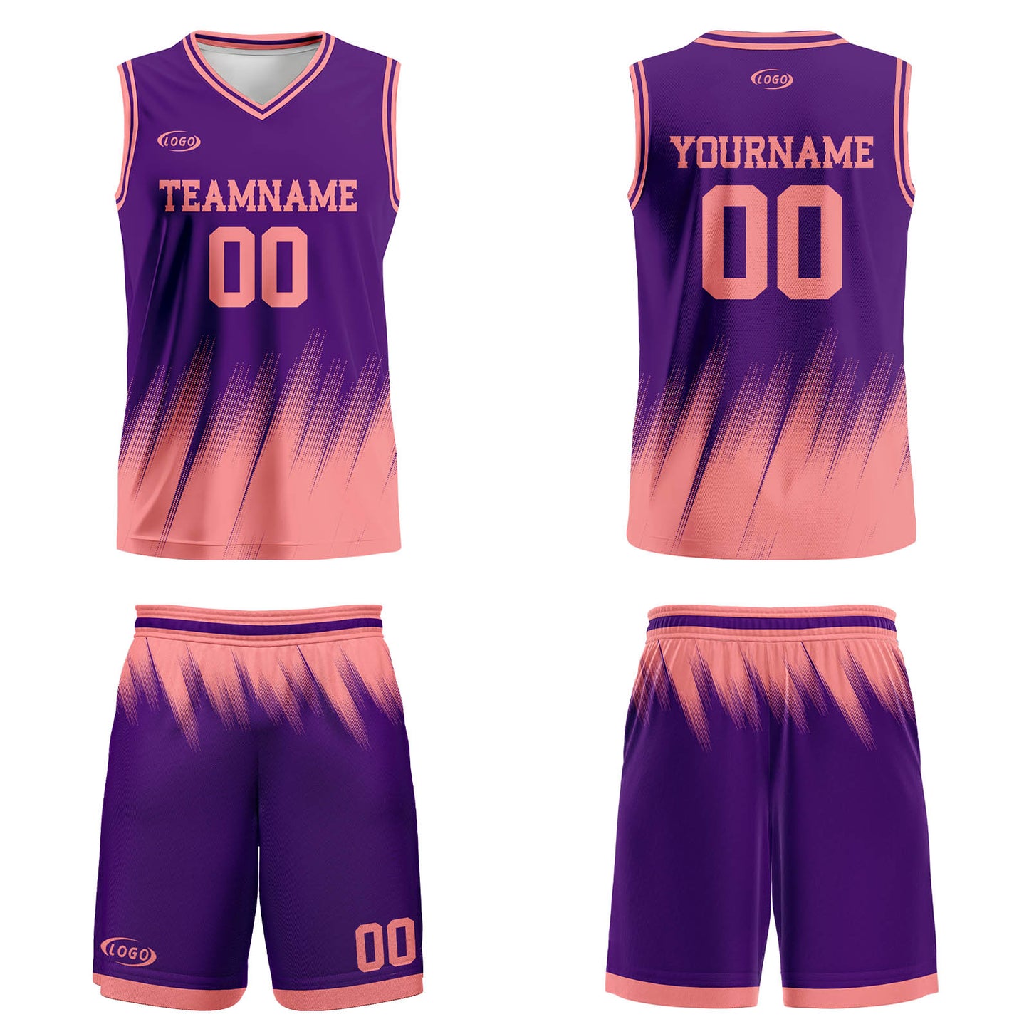 Custom Purple Pink Basketball Jersey Uniform Suit Printed Your Logo Name Number
