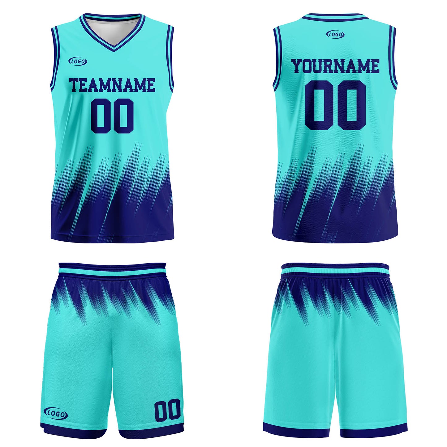 Custom Teal Blue Basketball Jersey Uniform Suit Printed Your Logo Name Number