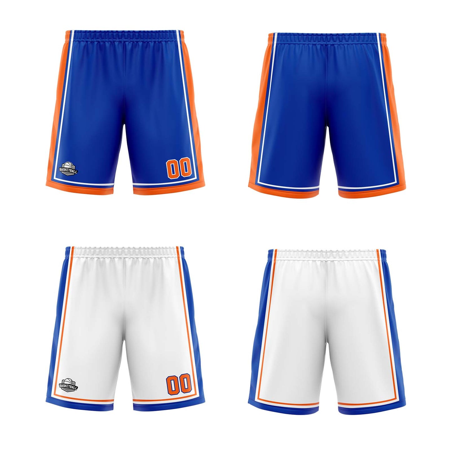 Custom Royal White Orange Reversible Basketball Suit for Adults and Kids Personalized Jersey
