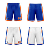 Custom Royal White Orange Reversible Basketball Suit for Adults and Kids Personalized Jersey