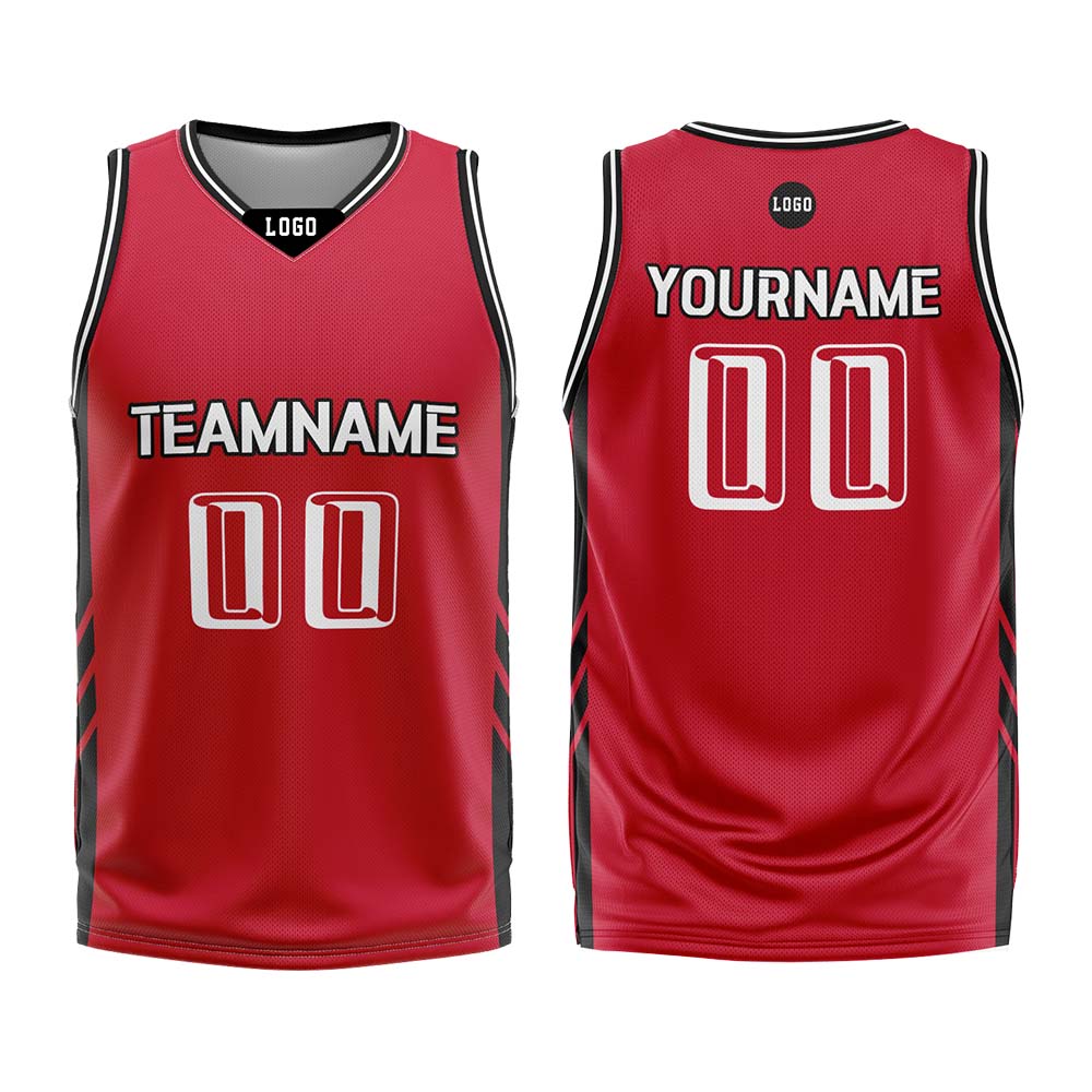 Custom Red Basketball Jersey Uniform Suit Printed Your Logo Name Number