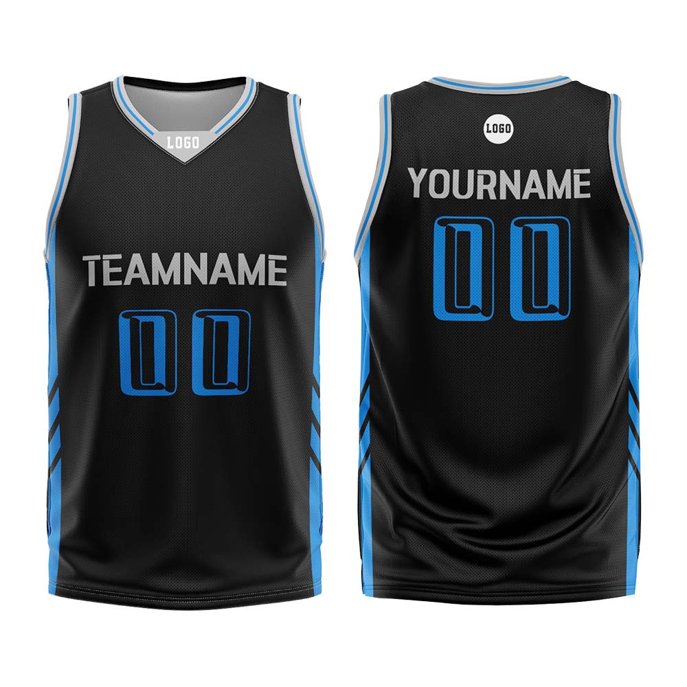 Custom Black Blue Basketball Jersey Uniform Suit Printed Your Logo Name Number