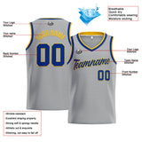 Custom Stitched Basketball Jersey for Men, Women  And Kids Gray-Royal-Yellow
