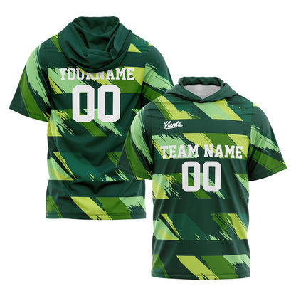 Custom Green Short Sleeve Hoodies for Men Women Shirts with Hoods Printed Name Logo