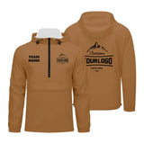 Custom Brown Windproof Softshell  Hooded Jacket - Lightweight Full - Zip, Full Print Logos & Texts