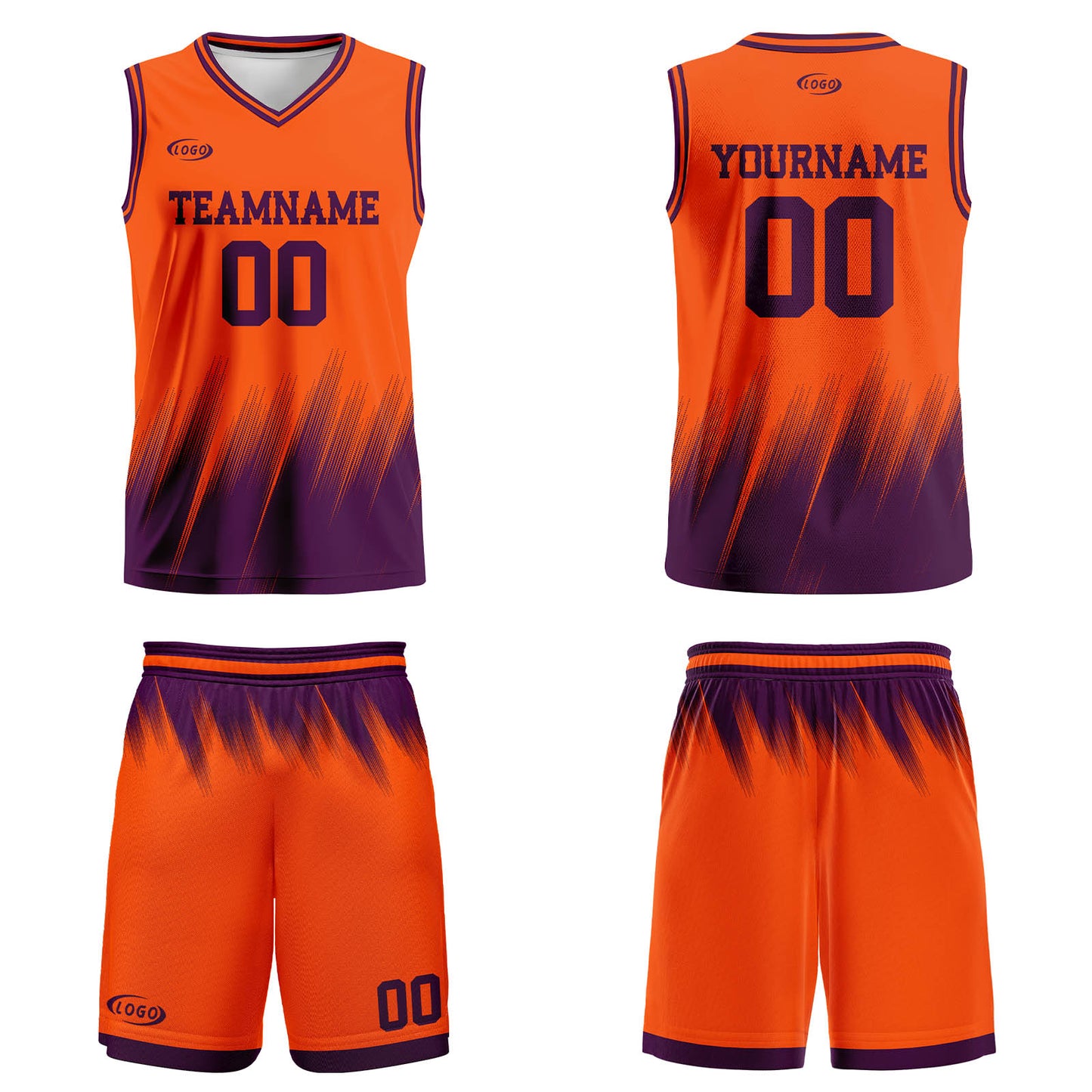 Custom Orange Purple Basketball Jersey Uniform Suit Printed Your Logo Name Number