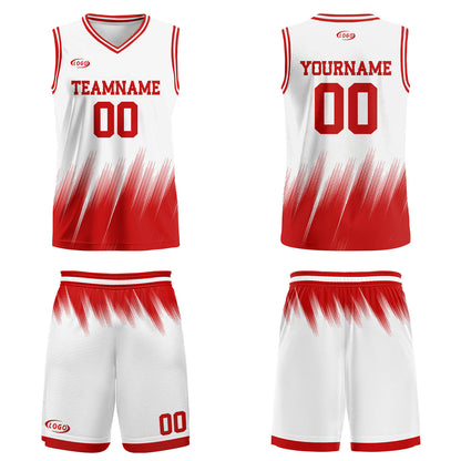 Custom White Red Basketball Jersey Uniform Suit Printed Your Logo Name Number
