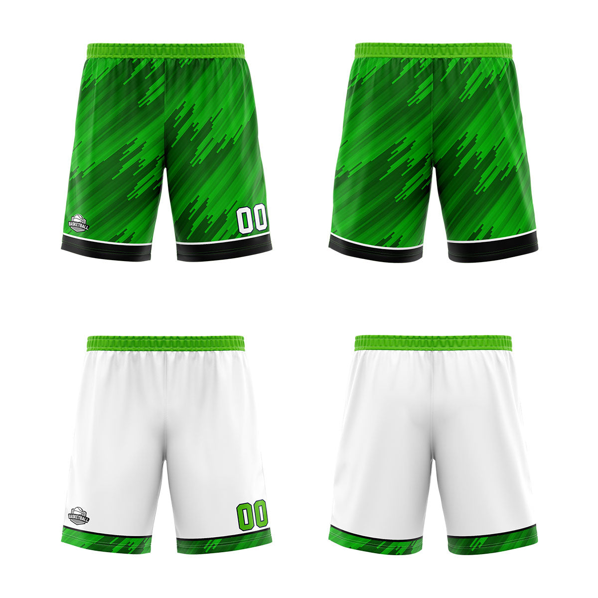 Custom Strip-Type Green Reversible Basketball Suit for Adults and Kids Personalized Jersey