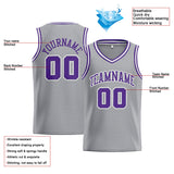 Custom Stitched Basketball Jersey for Men, Women And Kids Gray-Purple-White