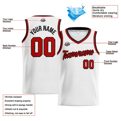 Custom Stitched Basketball Jersey for Men, Women  And Kids White-Red-Black
