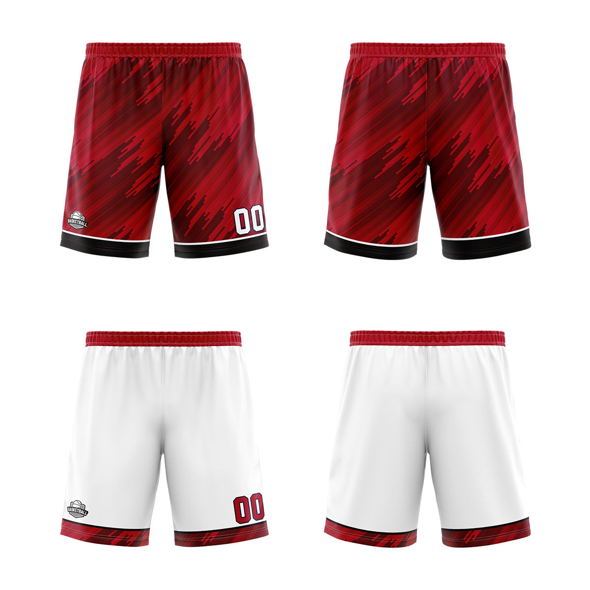 Custom Strip-Type Red Reversible Basketball Suit for Adults and Kids Personalized Jersey