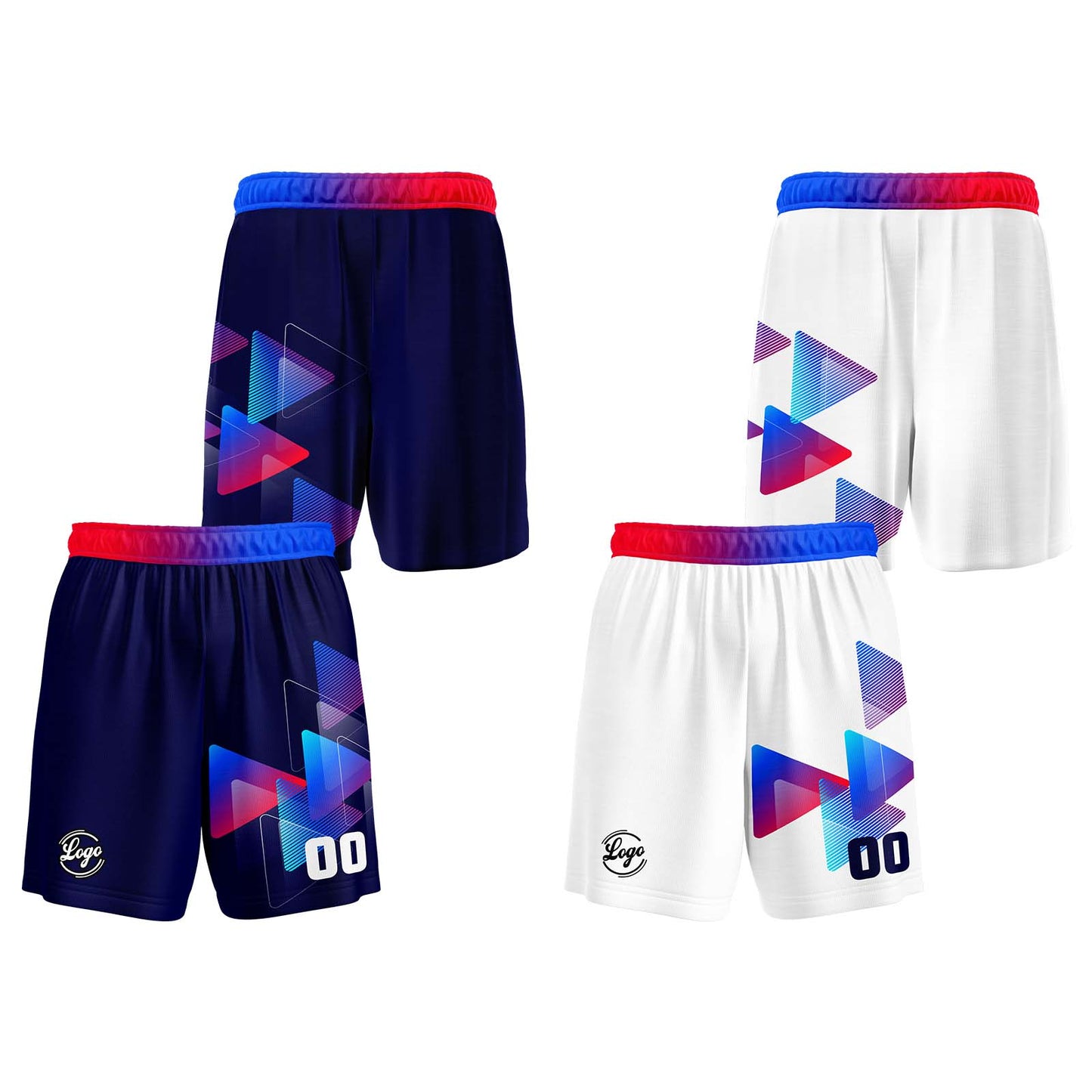 Custom Navy Red Blue Reversible Basketball Suit for Adults and Kids Personalized Jersey