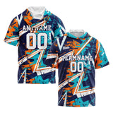 Custom Navy Orange Teal Short Sleeve Hoodies for Men Women Shirts with Hoods Printed Name Logo