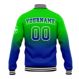 Custom Gradient Varsity Jacket Letterman jacket for Men, Women and Youth Green Blue