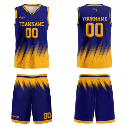 Custom Blue Yellow Basketball Jersey Uniform Suit Printed Your Logo Name Number