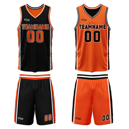Custom Black Orange Reversible Basketball Suit for Adults and Kids Personalized Jersey