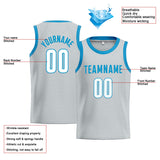 Custom Stitched Basketball Jersey for Men, Women And Kids Gray-Lightblue