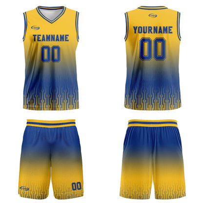 Custom Yellow Blue Gradient Basketball Jersey Uniform Suit Printed Your Logo Name Number