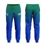 Custom Blue Green Sports hoodie Sweatshirt Set for Men Women Youth Tops and Pants Set Tracksuit