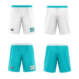 Custom White Cyan Reversible Basketball Jersey Uniform Suit Printed Your Logo Name Number