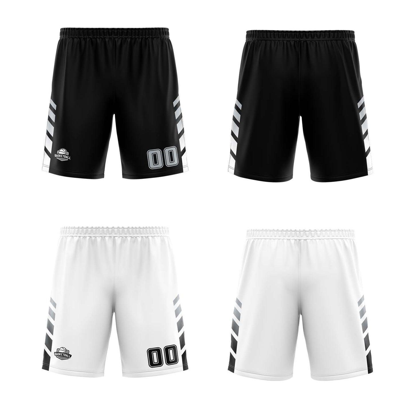 Custom Black White Grey Reversible Basketball Suit for Adults and Kids Personalized Jersey