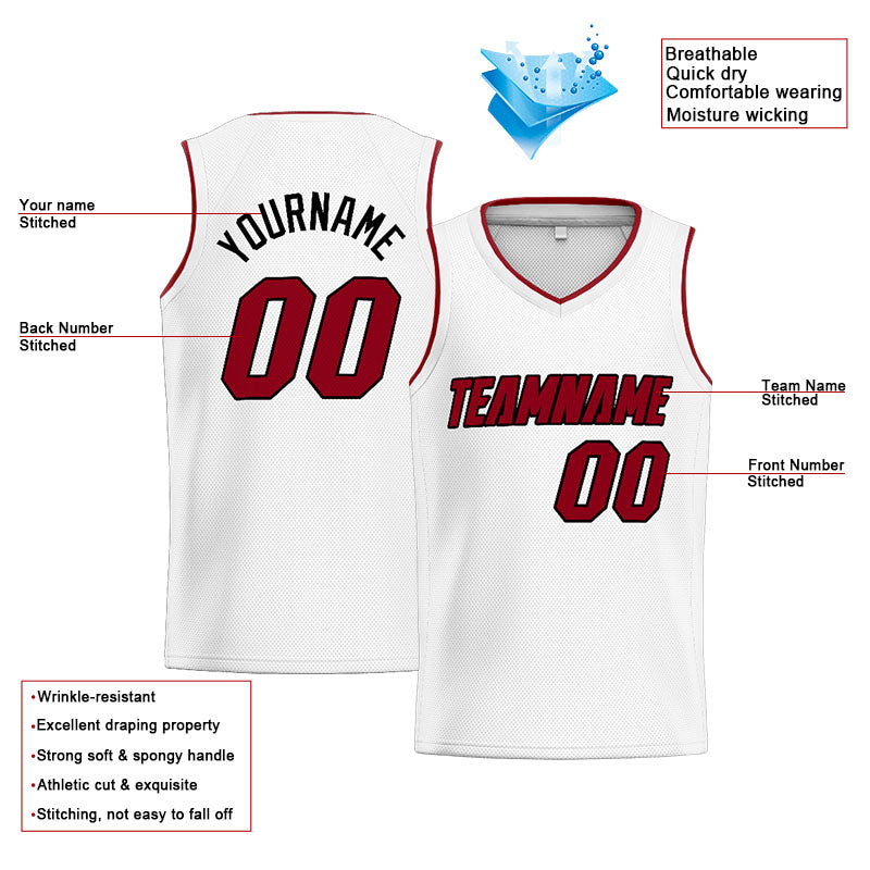 Custom Stitched Basketball Jersey for Men, Women And Kids White-Red-Black