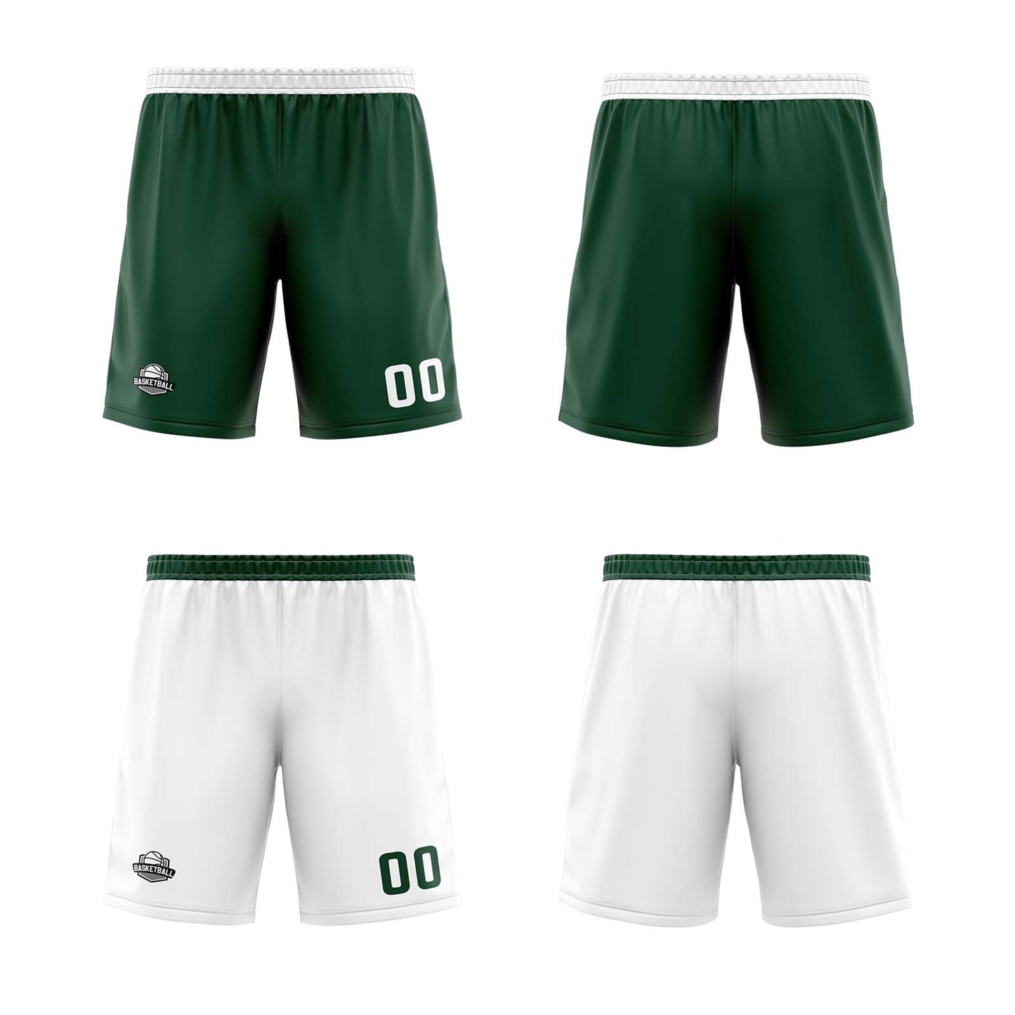 Custom Green White Reversible Basketball Jersey Uniform Suit Printed Your Logo Name Number