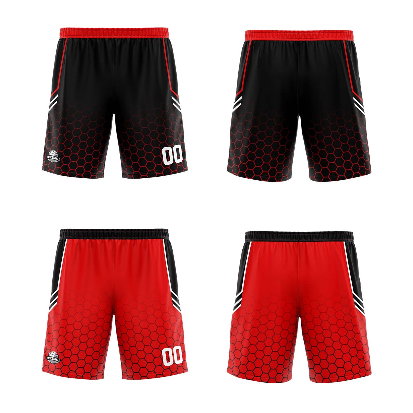 Custom Black Red Reversible Basketball Suit for Adults and Kids Personalized Jersey