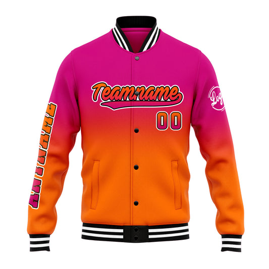 Custom Gradient Varsity Jacket Letterman jacket for Men, Women and Youth Rose Orange