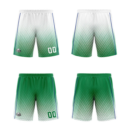 Custom White Green Blue Reversible Basketball Suit for Adults and Kids Personalized Jersey